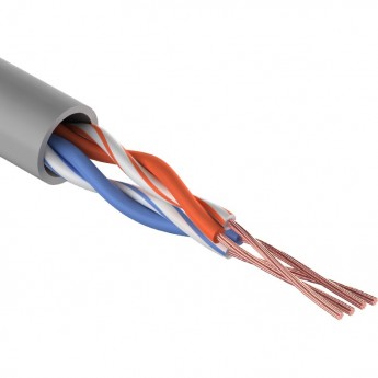 Кабель витая пара REXANT U/UTP, CAT 5e, PVC, 2PR, 24AWG, INDOOR, STRANDED, серый, 305 м