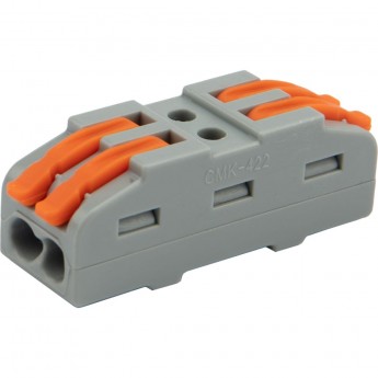 Клемма REXANT СМК 222-422 проходная 2 полюса (0,08-4 мм²), серая (5 шт./уп.)