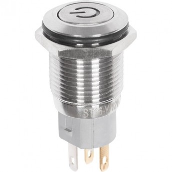 Кнопка антивандальная REXANT POWER 16 12В б/фикс плоская подсветка белая