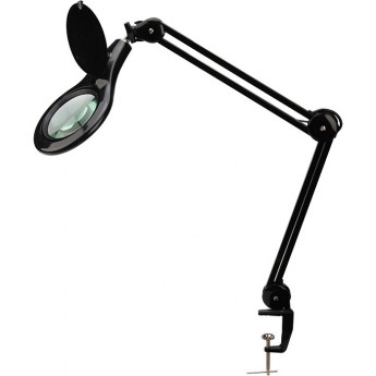 Лупа с подсветкой REXANT 5D 56 SMD LED круглая на струбцине черная