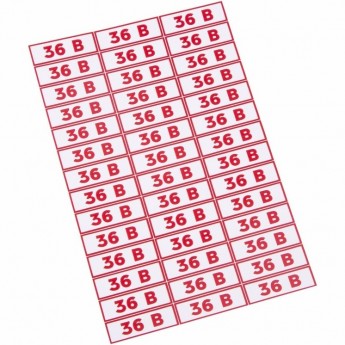 Наклейка знак электробезопасности REXANT 36 В 10*30 мм, 42 шт на листе Наклейка знак электробезопасности REXANT 36 В 10*30 мм, 42 шт на листе