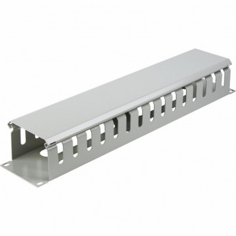 Органайзер кабельный REXANT горизонтальный с крышкой,19'', 2U, глубиной 72 мм, металл, RAL 7035