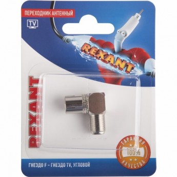 Переходник антенный REXANT гнездо F - гнездо TV угловой Переходник антенный REXANT гнездо F - гнездо TV угловой