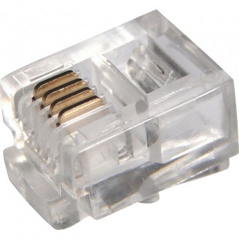 Разъем телефонный на кабель REXANT, штекер 6Р4С (Rj-11) под обжим, (2 шт)
