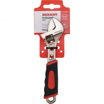 Разводной ключ REXANT 150 мм никелированный, двухкомпонентная рукоятка Разводной ключ REXANT 150 мм никелированный, двухкомпонентная рукоятка
