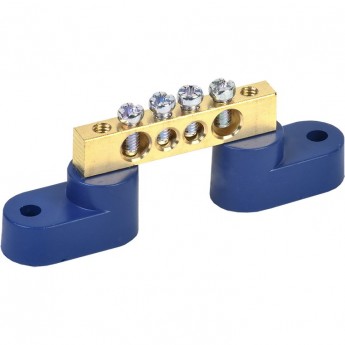 Шина REXANT 6х9 мм на двух угловых синих изоляторах 4 группы Шина REXANT 6х9 мм на двух угловых синих изоляторах 4 группы