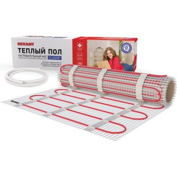 Теплый пол, нагревательный мат REXANT CLASSIC RNX-1.5-225, двухжильный, с экраном, площадь 1.5 м², 0.5х3 м, 225 Вт Теплый пол, нагревательный мат REXANT CLASSIC RNX-1.5-225, двухжильный, с экраном, площадь 1.5 м², 0.5х3 м, 225 Вт