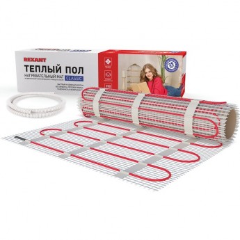 Теплый пол, нагревательный мат REXANT CLASSIC RNX-4-600, двухжильный, с экраном, площадь 4 м², 0.5х8 м, 600 Вт Теплый пол, нагревательный мат REXANT CLASSIC RNX-4-600, двухжильный, с экраном, площадь 4 м², 0.5х8 м, 600 Вт