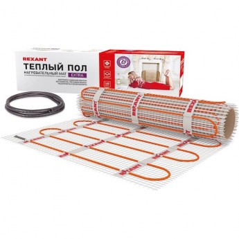 Теплый пол, нагревательный мат REXANT EXTRA, двухжильный, площадь 3.5 м², 0.5х7 м, 560 Вт Теплый пол, нагревательный мат REXANT EXTRA, двухжильный, площадь 3.5 м², 0.5х7 м, 560 Вт