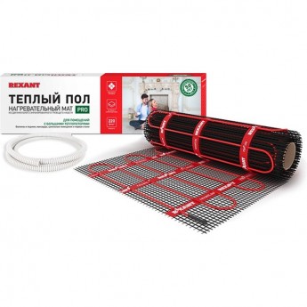 Теплый пол, нагревательный мат REXANT PRO, RNX -2.5-550, двухжильный, с экраном, площадь 2.5 м², 0.5х5 м, 550 Вт