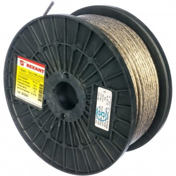 Трос стальной REXANT в ПВХ оплетке d=4,0 мм, прозрачный (бухта 100 м)