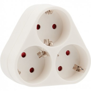 Тройник электрический пирамида REXANT 16 А с заземлением белый