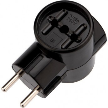 Тройник электрический REXANT РЕТРО 10 А без заземления черный (карболит)